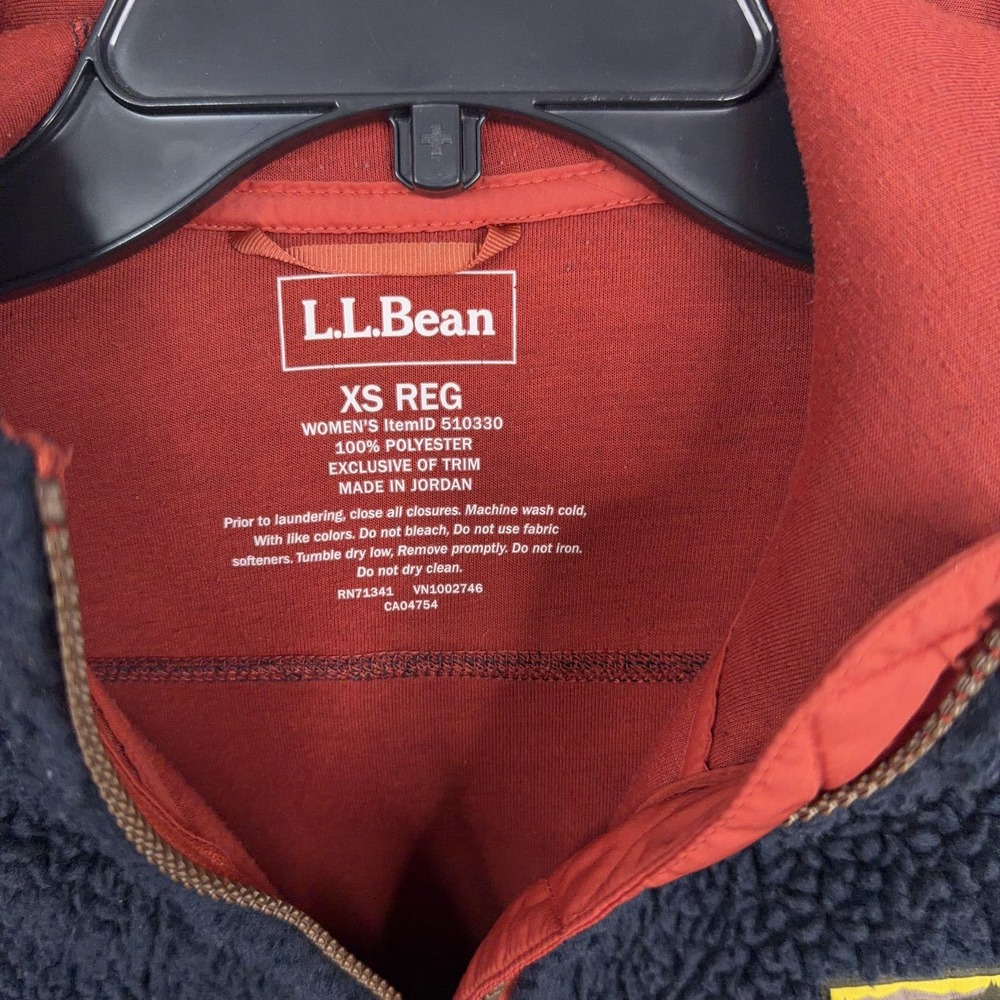 L.L.Bean Jacket Womens XS Mountain Pile Fleece Sherpa Blue Hooded Deep Pile Zip - Picture 4 of 11